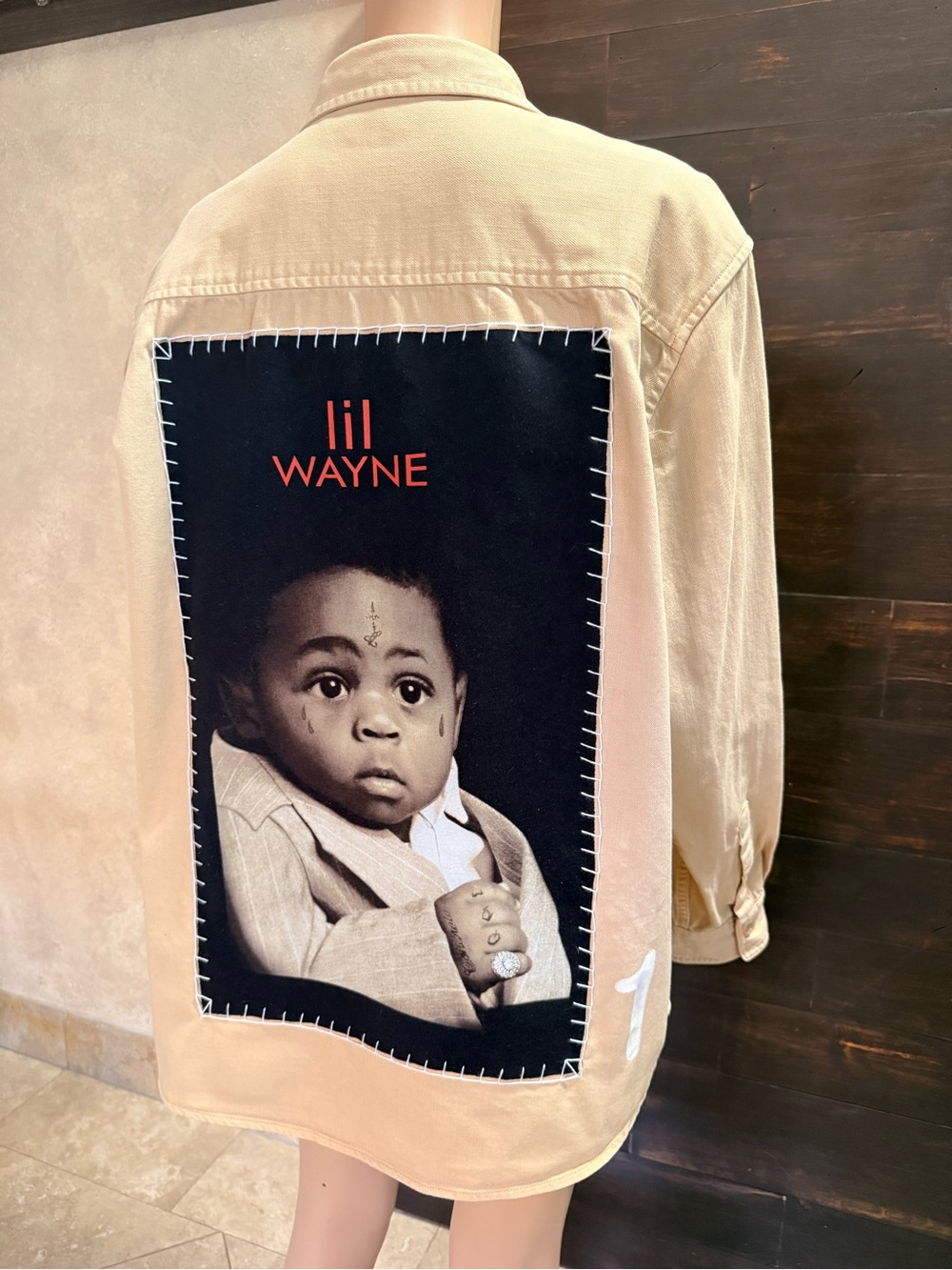 Upcycled Lil Wayne Tan Denim Shacket Size XXL